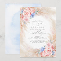 Blauer Pampas-Grass-Hochzeit in Rosa und Blau