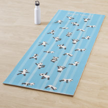 Blauer Panda-Yogamatte mit individuellem Namen auf