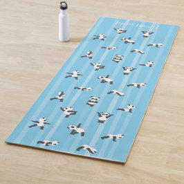Blauer Panda-Yogamatte mit individuellem Namen auf Yogamatte
