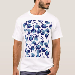 Blauer Pansy Floral: Hand Gezeichnet Nahtlos. T-Shirt