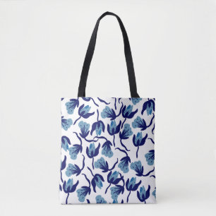 Blauer Pansy Floral: Hand Gezeichnet Nahtlos. Tasche