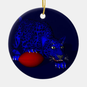 Blauer Panther Keramik Ornament