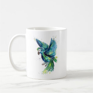 Blauer Papagei Aquarell Kaffeetasse