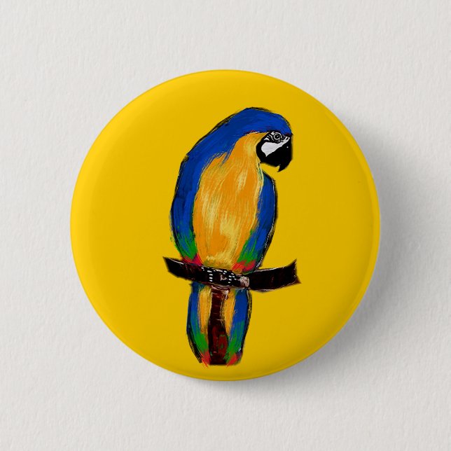 Blauer Papagei Button (Vorderseite)