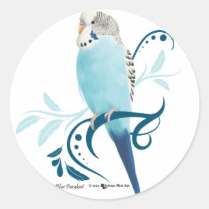 Blauer Parakeet Runder Aufkleber