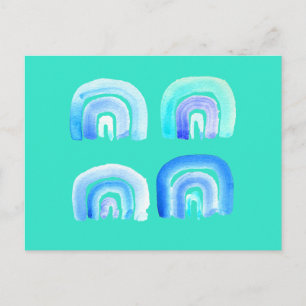 Blauer Pastell Retro Regenbogen Postkarte