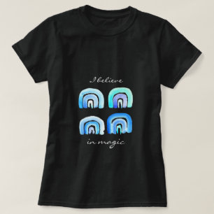 Blauer Pastell Retro Regenbogen T-Shirt