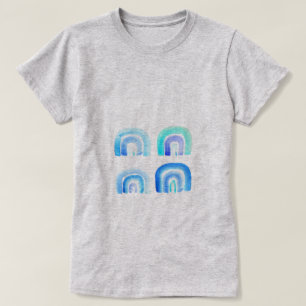 Blauer Pastell Retro Regenbogen T-Shirt