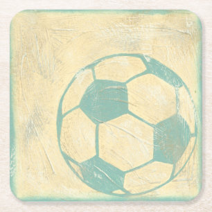 Blauer PastellFußball durch Chariklia Zarris Rechteckiger Pappuntersetzer