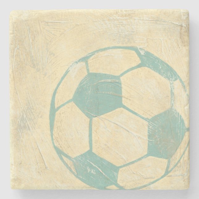 Blauer PastellFußball durch Chariklia Zarris Steinuntersetzer (Vorderseite)