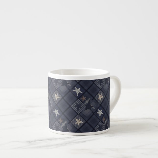 Blauer Patchwork Espressotasse (Vorderseite Rechts)