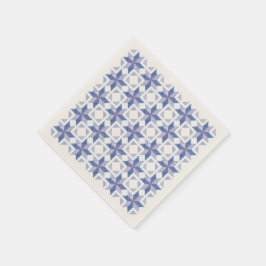 Blauer Patchworkblock Papier Serviette