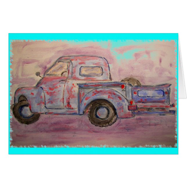 blauer Patina-LKW der antiken Schönheit (Vorderseite (Horizontal))
