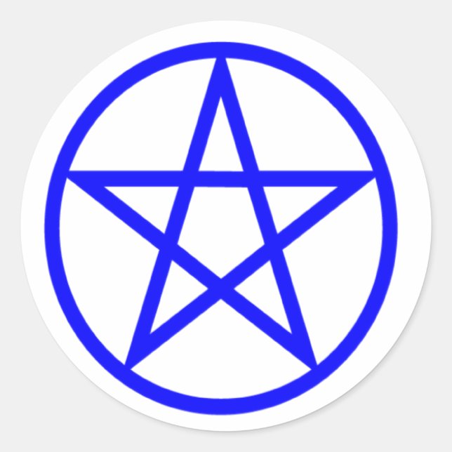 Blauer Pentagramm Runder Aufkleber (Vorderseite)