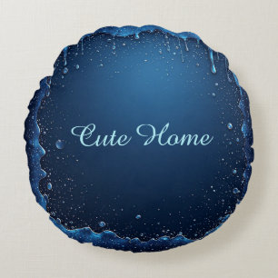 Blauer personalisierter Name, individuelles Gesche Rundes Kissen