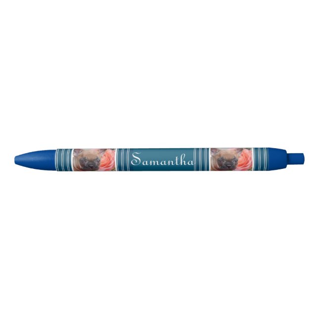 Blauer personalisierter Stift der französischen (Vorderseite)