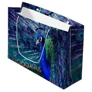 Blauer Pfau Große Geschenktüte