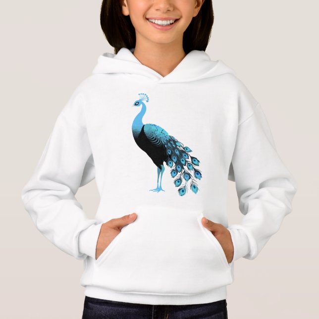 Blauer Pfau Hoodie (Vorderseite)