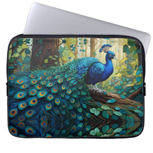 Blauer Pfau im Wald Laptopschutzhülle