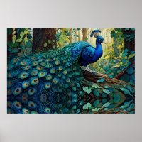 Blauer Pfau im Wald