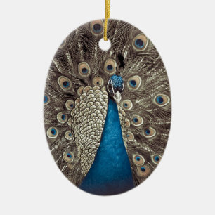 Blauer Pfau Keramik Ornament