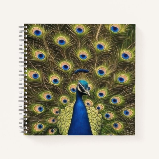 Blauer Pfau Notizbuch (Vorderseite)