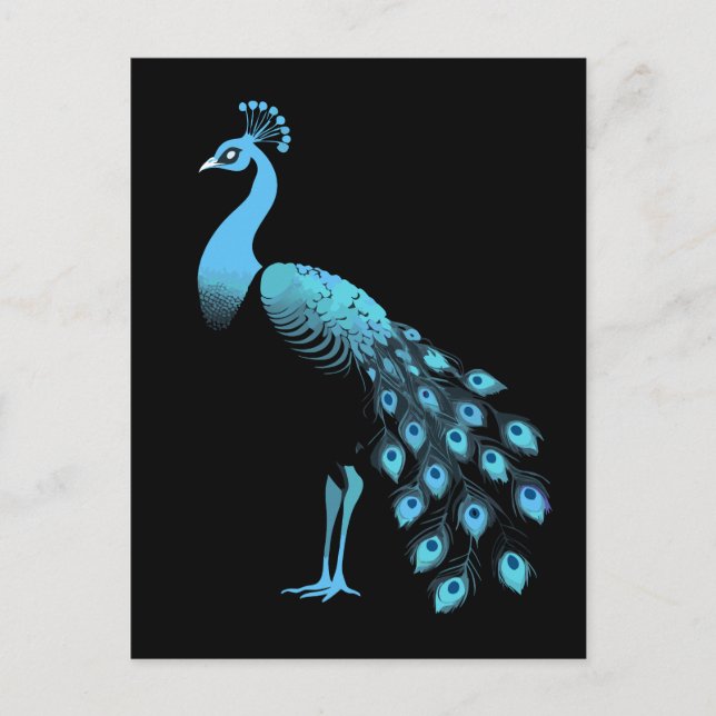 Blauer Pfau Postkarte (Vorderseite)