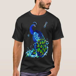 Blauer Pfau und Libellen T-Shirt