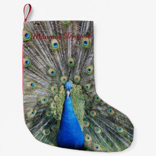 Blauer Pfau-volles Gefieder Kleiner Weihnachtsstrumpf