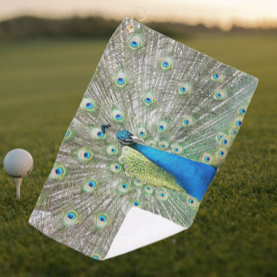 Blauer Pfauenfedermantel Plumage Foto Golfhandtuch