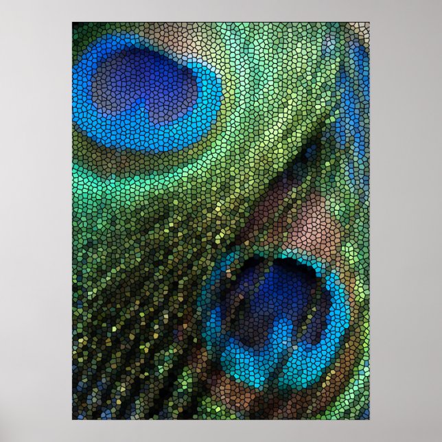 Blauer Pfauenfuß mit festem Glass-Effekt Poster (Vorne)