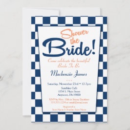 Blauer Pfirsich Retro 50er Bridal Dusche Einladung