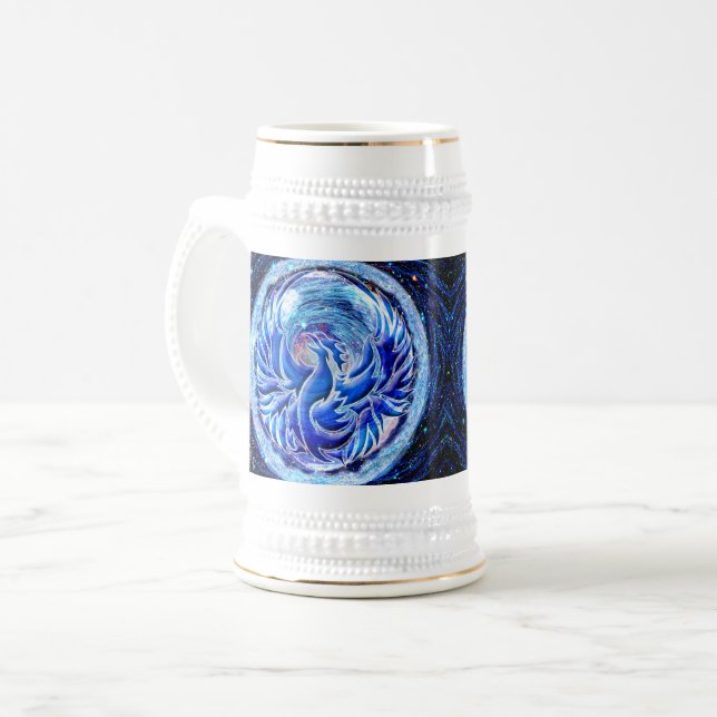 Blauer Phönix Bierglas (Vorderseite Links)
