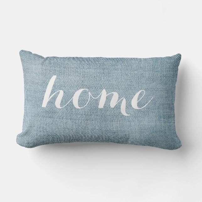 Blauer Pillow Zuhause mit benutzerdefiniertem Deni Lendenkissen (Vorderseite)