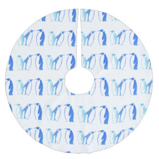 Blauer Pinguin-Baum-Rock Polyester Weihnachtsbaumdecke