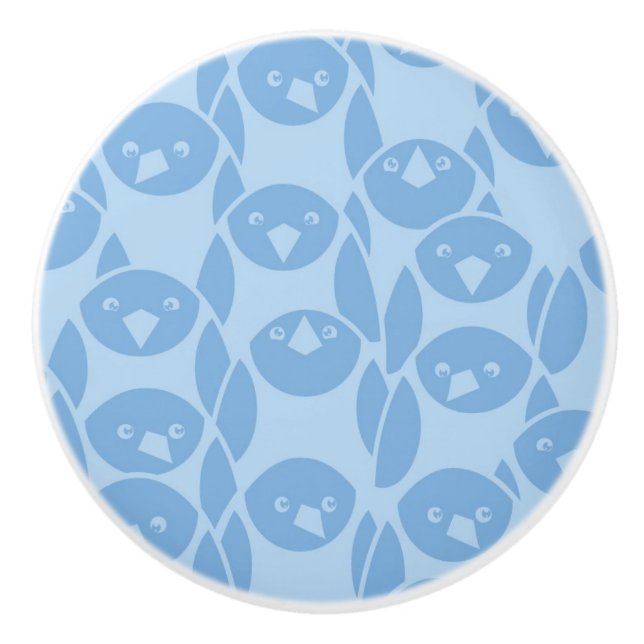 Blauer Pinguinmusterhintergrund Keramikknauf (Vorderseite)