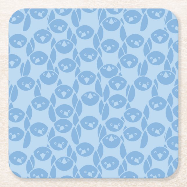 Blauer Pinguinmusterhintergrund Rechteckiger Pappuntersetzer (Vorderseite)