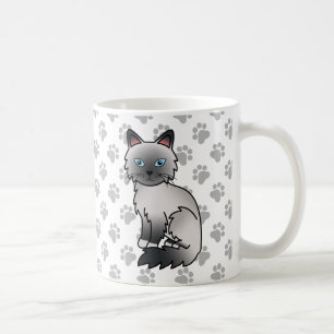 Blauer Point Birma / Ragdoll Cartoon Katze & Pfote Kaffeetasse