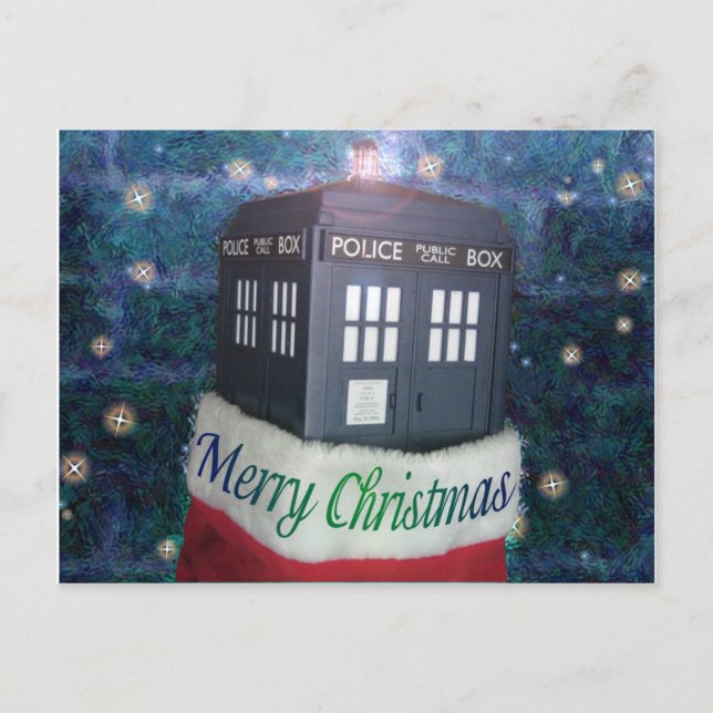 blauer Polizeikasten der frohen Weihnachten im (Vorderseite)
