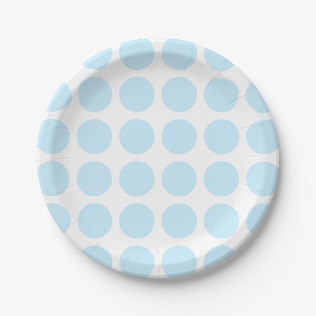 Blauer Polka-Punkt-PapierPastellTeller Pappteller (Vorderseite)