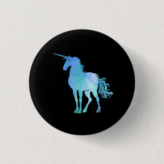 Blauer Polygon-Einhorn-Knopf Button