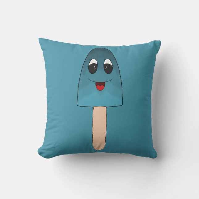 Blauer Popsikel Symmetrische Doodle | Digitale Kun Kissen (Vorderseite)