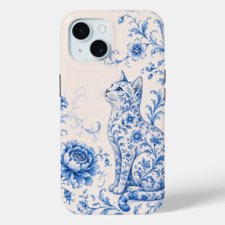 Blauer Porzellan-Katz-Blumen-Handyhülle Case-Mate iPhone Hülle