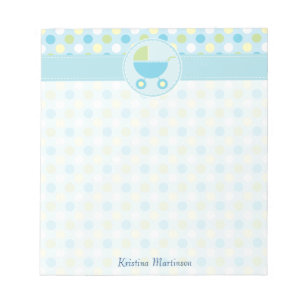 Blauer Pram und Tupfen-Notizblock Notizblock