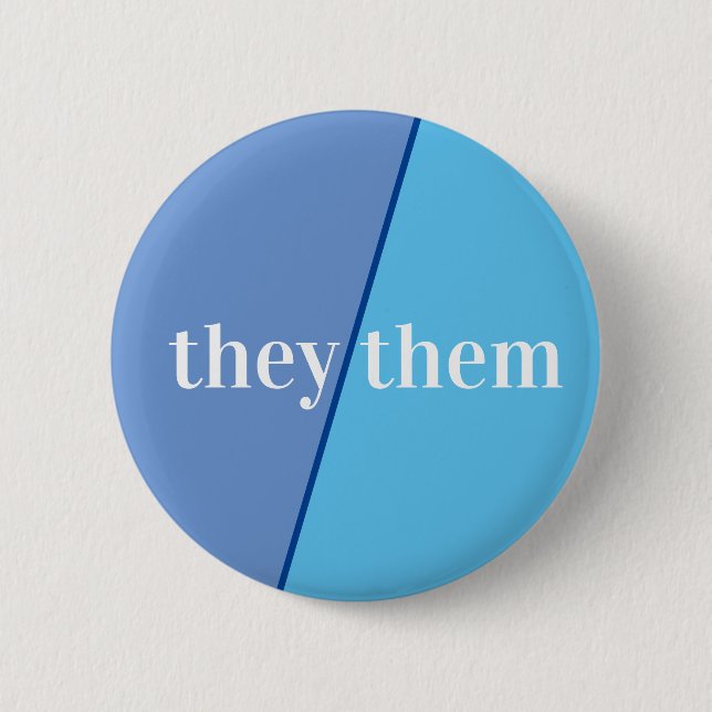 Blauer Pronoun-Button Button (Vorderseite)