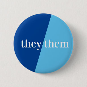 Blauer Pronoun-Button Button