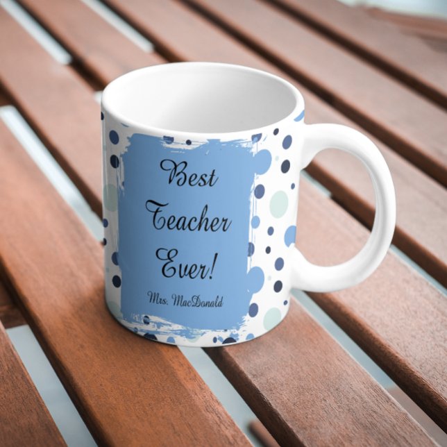 Blauer Punkt bester Lehrer aller Zeiten Geschenk Kaffeetasse (Von Creator hochgeladen)