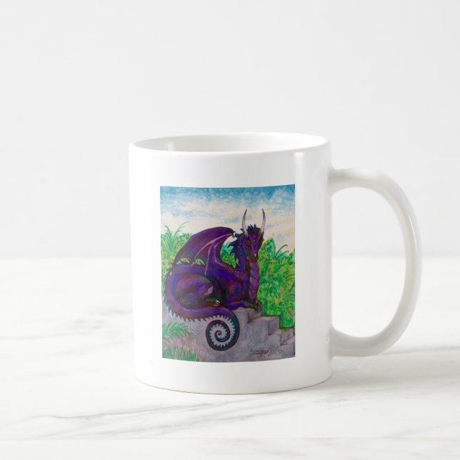 Blauer Purp Drache Dragoness hochrotes Kaffeetasse (Rechts)