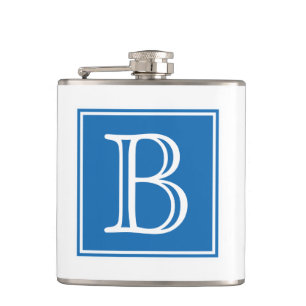 Blauer Quadrat Monogramm Flask Flachmann