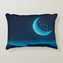 Blauer Quarter Mond und Gebirge | Dekokissen